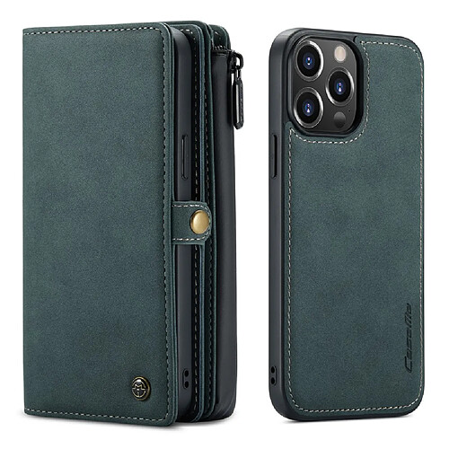 Caseme Etui en PU + TPU surface mate détachable 2-en-1 vert pour votre Apple iPhone 13 Pro Max 6.7 pouces