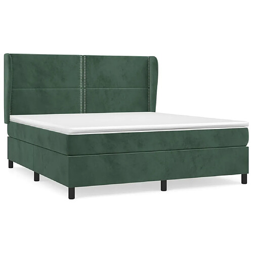 Maison Chic Structures de lit + matelas,Lit à sommier tapissier et matelas pour Chambre Vert foncé 180x200cm Velours -MN48522