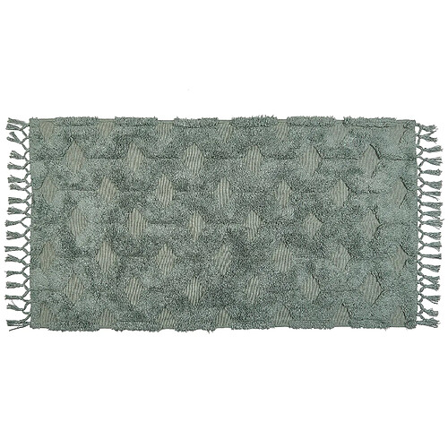 Beliani Tapis en coton vert 80 x 150 cm KARS