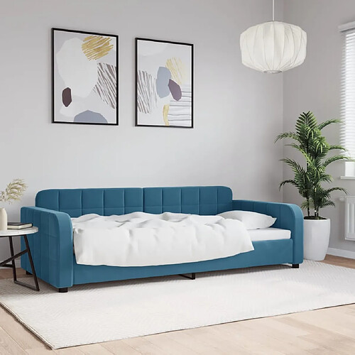 vidaXL Lit de repos sans matelas bleu 90x200 cm velours