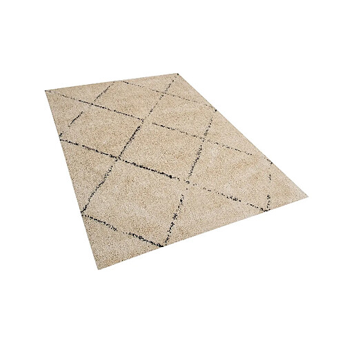 Beliani Tapis épais beige et noir 140 x 200 cm MUTKI