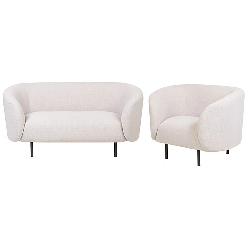 Beliani Ensemble canapé et fauteuil 3 places beige et noir LOEN