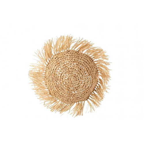 Dansmamaison Coussin Rond Rotin Raphia Naturel