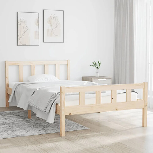 Maison Chic Lit adulte - Lit simple Cadre de lit,Structure du lit Contemporain bois massif 100x200 cm -MN74119