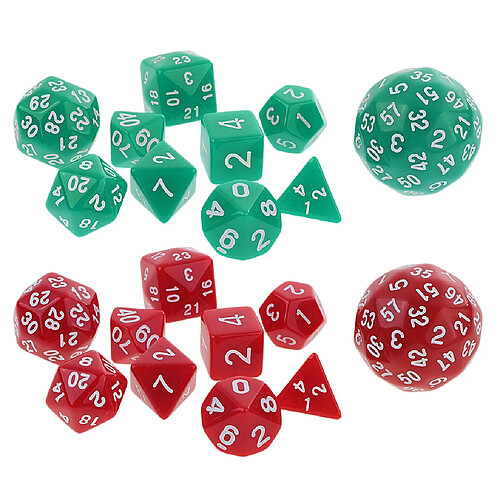 20pcs Jeux de Dés Polyédriques Dice Set en Acryliqu ( D4 + D6 + D8 + D10 + D12 + D20 + D24 + D30 + D60 )