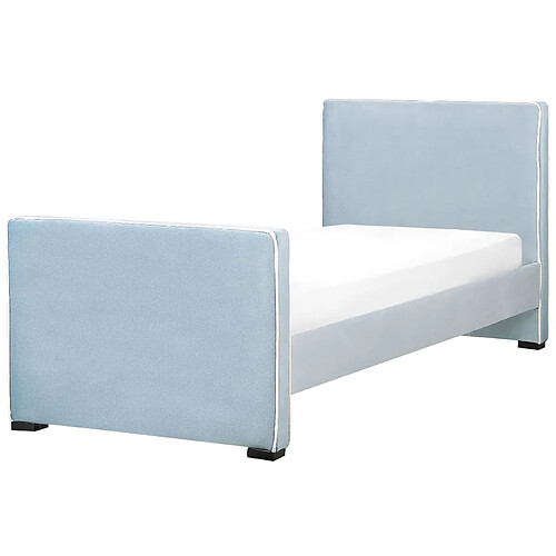 Beliani Lit en velours bleu 90 x 200 cm TEENIE