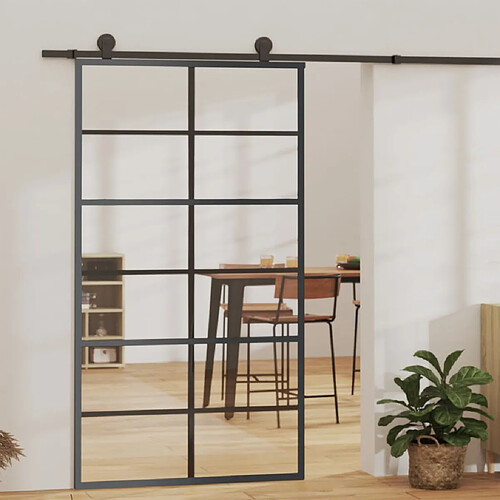 vidaXL Porte coulissante Verre ESG et aluminium 102x205 cm Noir