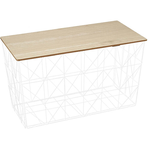 The Home Deco Factory Table d'appoint pliable filaire plateau en bois blanc.