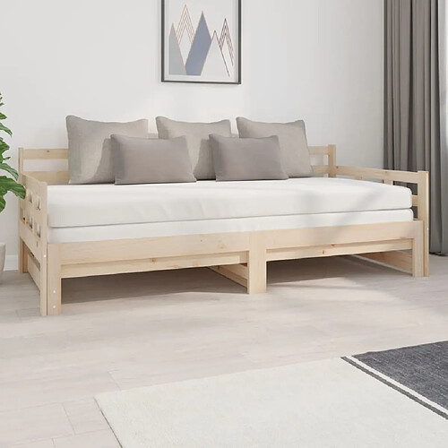 vidaXL Lit coulissant sans matelas bois de pin massif 2x(90x200) cm