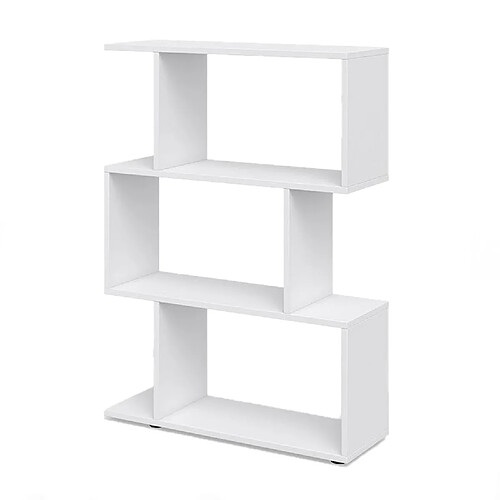 Toilinux Etagère bibliothèque 3 Niveaux en MDF - L.70xH.97 cm - Blanc