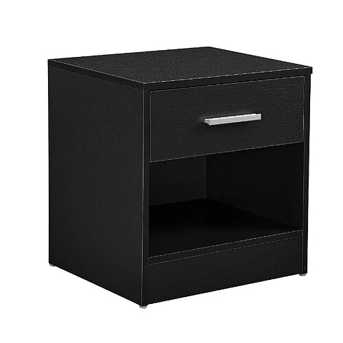 Helloshop26 Table de chevet de nuit commode avec tiroir meuble de rangement 38 cm noir 03_0004203