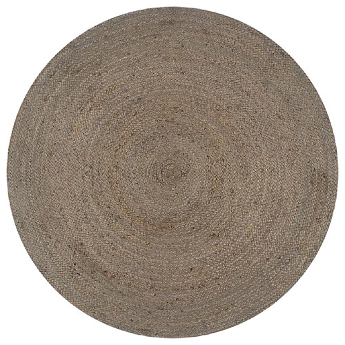 Decoshop26 Tapis fait à la main Jute Rond 150 cm Gris DEC023459