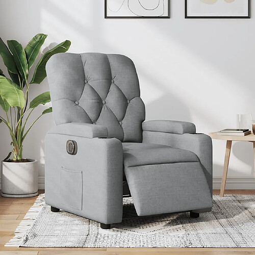 vidaXL Fauteuil inclinable électrique Gris clair Tissu