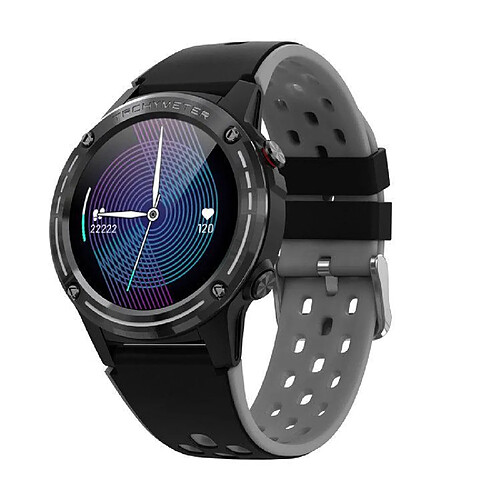 Chrono Montre Connectée tracker de fitness avec moniteur de fréquence cardiaque, IP68 étanche avec contrôle de la musique GPS Montre Connectée de sport pour hommes et femmes(noir)