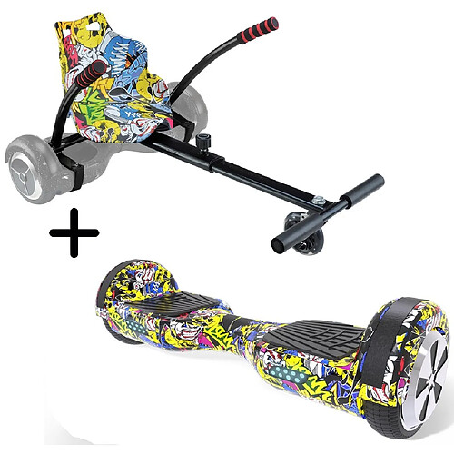 Urbanglide Pack Hoverboard 65s + Kart Pilot Roues 6,5" 550w 4ah Longueur Ajustable Multicolor