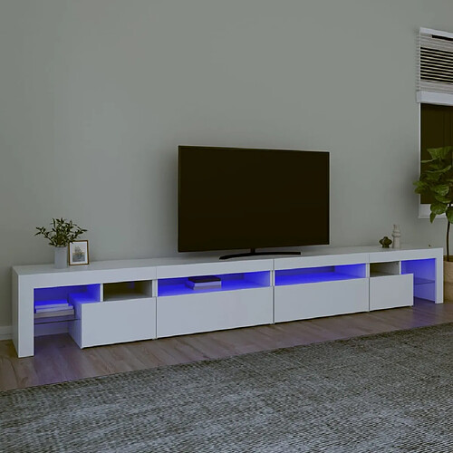 vidaXL Meuble TV avec lumières LED Blanc 290x36,5x40 cm