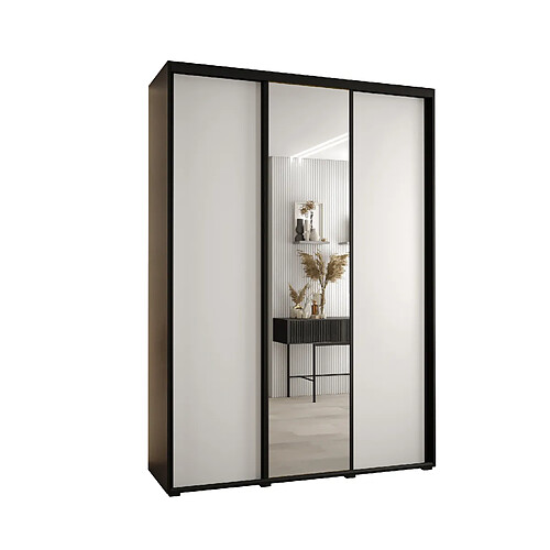 Abiks Meble Armoire à portes coulissantes Davos 3 235.2 x 170 x 45 3 portes coulissante (Noir/Blanc/Noir)