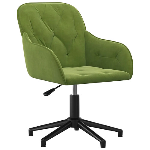 Helloshop26 Chaise fauteuil siège pivotante de bureau informatique étude clairvelours vert 02_0024185