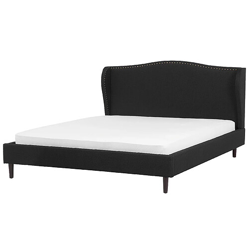 Beliani Lit double en tissu noir 180 x 200 cm COLMAR