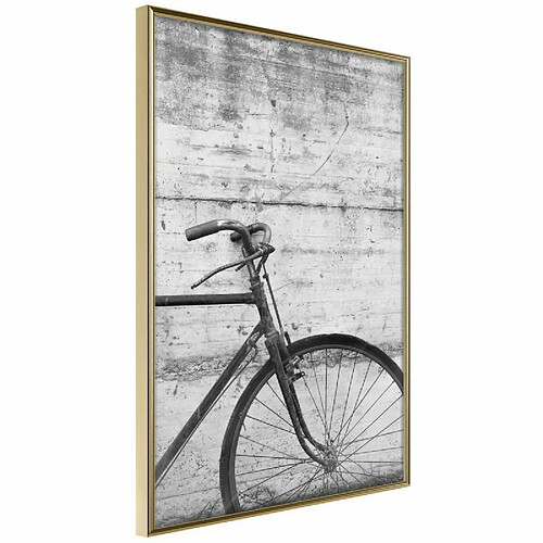 Paris Prix Affiche Murale Encadrée Bicycle Leaning Against the Wall 30 x 45 cm Or