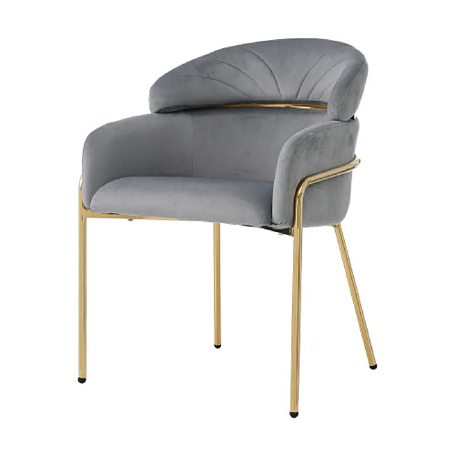 ComfortXL Chaise de Salle à Manger en Velours, Design Luxueux, Système à Quatre Pieds Métalliques, Gris