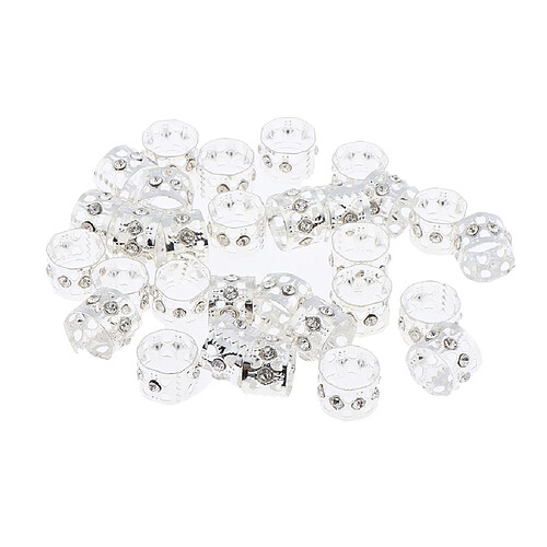 30pcs cristal cheveux poignets perles de dreadlock en aluminium diy coiffure tresse d'or