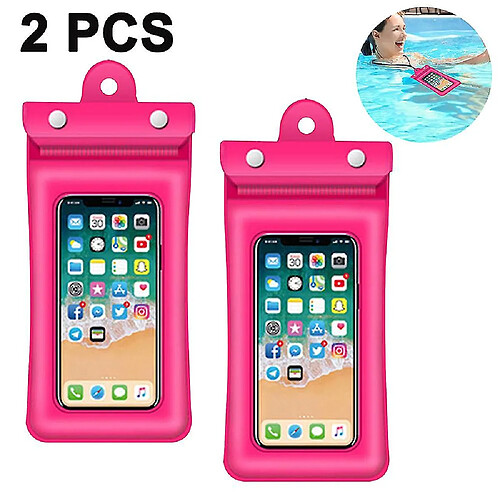 Universal 2pcs Airbag flottant transparent PVC PVC Sac imperméable, sac de téléphone mobile étanche flottant, rouge