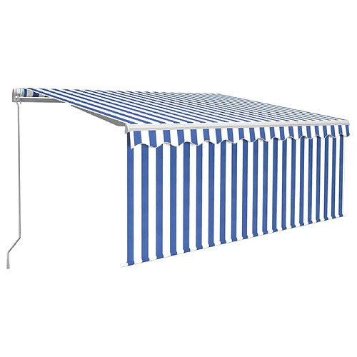 Maison Chic Auvent manuel rétractable avec store | store extérieurs de porte | Marquise Brise-soleil 3x2,5 m Bleu et blanc -GKD32852