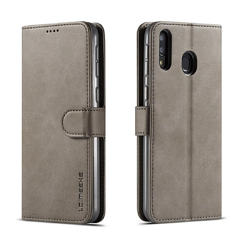 Wewoo Housse Coque Pour Galaxy M20 LC.IMEEKE en cuir de veau à rabat horizontalavec support et fentes cartes et portefeuille gris