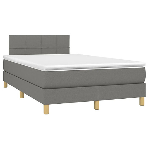 Maison Chic Lit adulte- Lit + matelas,Sommier à lattes de lit avec matelas gris foncé 120x190cm tissu -GKD75033