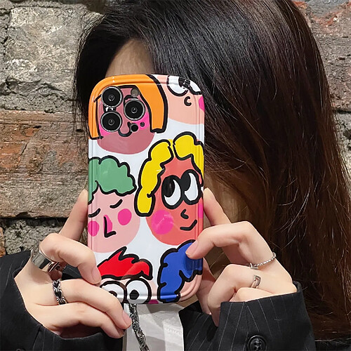 GUPBOO Étui pour iPhone12 Étui de téléphone portable de dessin animé de méchant graffiti plein écran