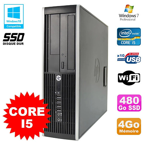 PC HP Compaq Elite 8100 SFF Intel Core i5 3.2GHz 4Go 480Go SSD Graveur WIFI W7 · Occasion