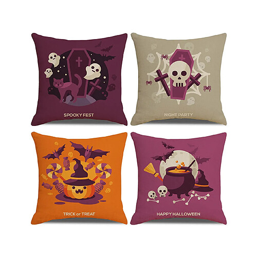 P115 4PCS 45 * 45cm Halloween motif de fantôme de fantôme d'oreiller de vacances à la maison de la maison de décoration coussine Coussin de coussin de coussin