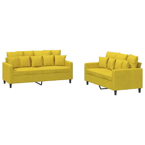 Maison Chic Ensemble de canapés 2 pcs avec coussins, Canapé droit Sofa pour Salon Jaune Velours -GKD122288