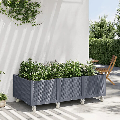 vidaXL Jardinière à roulettes bleu gris 150x80x54 cm PP