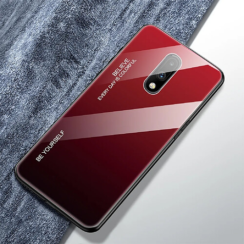 Wewoo Coque Pour OnePlus 7 Gradient Color Glass Case Rouge