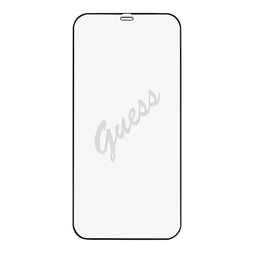 Guess Maroquinerie Verre trempé iPhone 12 et 12 Pro 9H Résistant avec Logo Guess Contour Noir