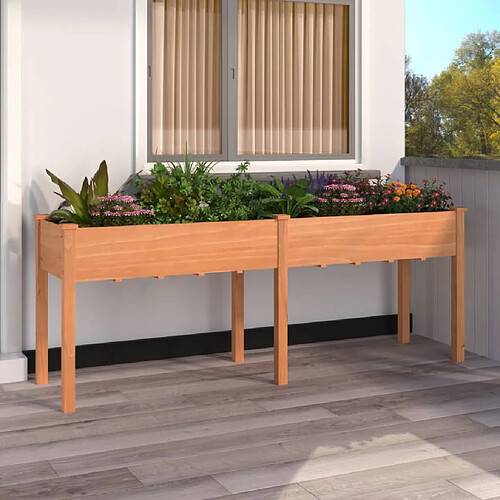 vidaXL Jardinière avec doublure marron 203x53x76 cm bois massif sapin