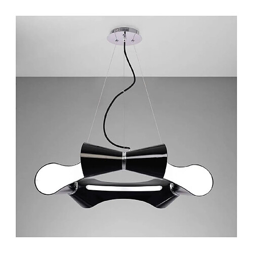 Luminaire Center Suspension Ora 6 Flat rond Ampoules E27, noir brillant/arylique blanc/chrome poli