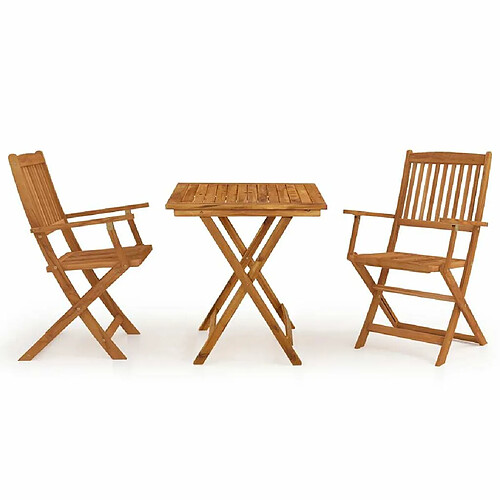 Maison Chic Mobilier à dîner de jardin pliable 3 pcs,Table et chaises d'extérieur Bois d'acacia solide -GKD279023