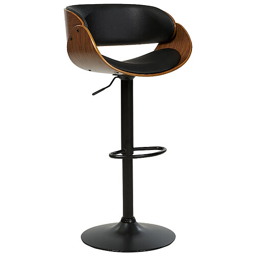 Beliani Tabouret de bar Cuir PU Noir BAKU II