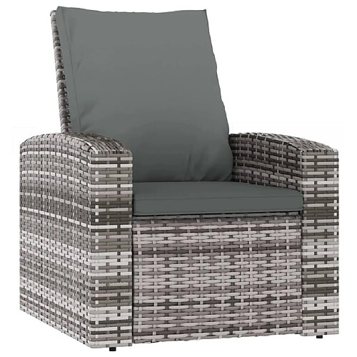 Maison Chic Fauteuil Relax pour salon, Fauteuil inclinable avec coussins gris résine tressée -GKD57579