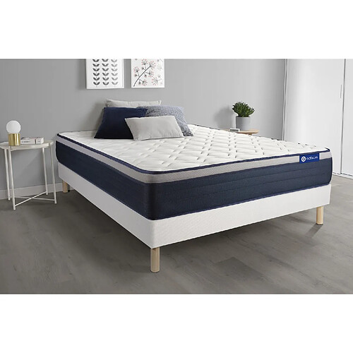 ACTISOM Ensemble matelas Mémoire de forme ACTIMEMO MAX 200x200 cm Maxi épaisseur 7zones de confort + sommier KIT blanc