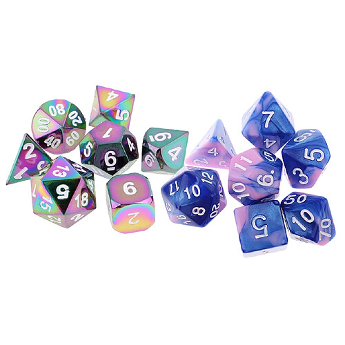 14pcs polyhedral dés 16mm pour donjons et dragons dés jeu de table arc-en-ciel