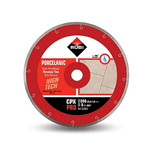 Rubi - Disque diamant pour grès porcelaine J-SLOT 200 x 25,4 x 1,6mm - CPX-200 PRO