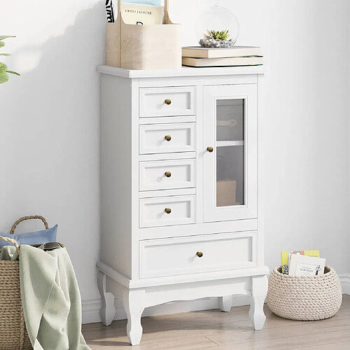 vidaXL Armoire avec 5 tiroirs et 2 étagères Blanc