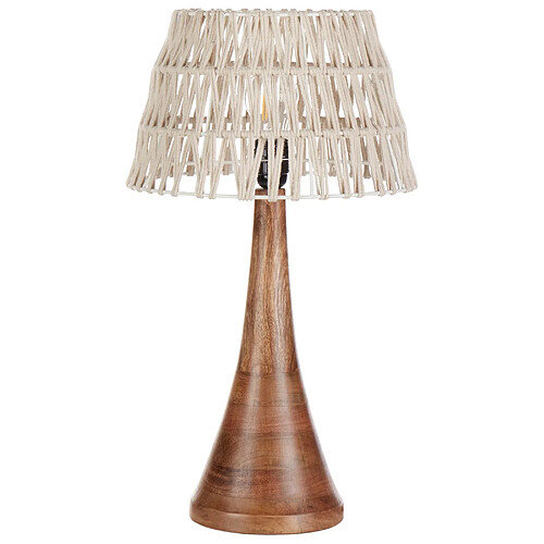 Beliani Lampe à poser en bois de manguier beige PELLEJAS