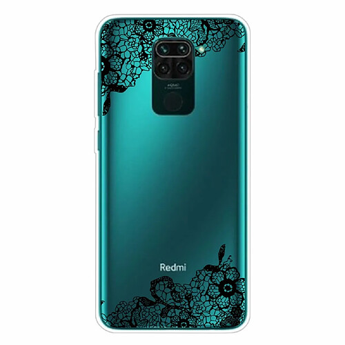 Coque en TPU impression de motifs fleur noir pour votre Xiaomi Redmi Note 9