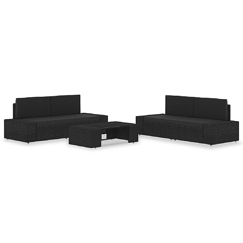 vidaXL Salon de jardin 5 pcs Résine tressée Noir