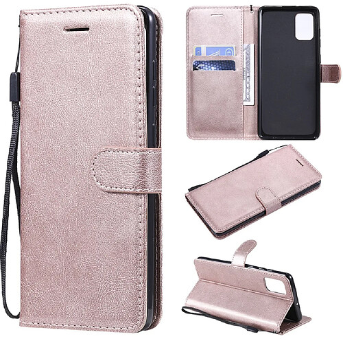 Etui en PU couleur unie magnétique or rose pour votre Samsung Galaxy A71